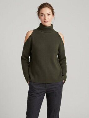 Okakie Ribbed Cold Shoulder Black Sweater